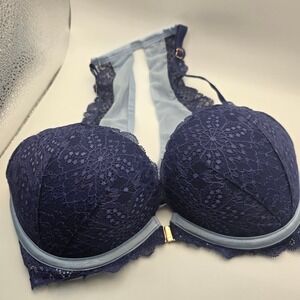 Victoria's Secret Pink Date Push Up Bra Lace Blue‎ Pink 32DD E70